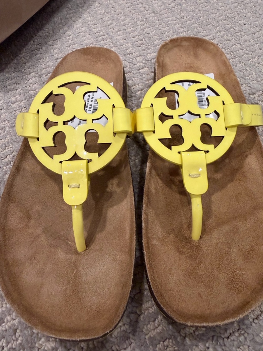 Tory Burch Yellow Miller Logo Thong Sandals